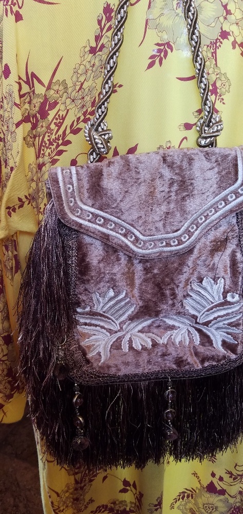 Designer Velvet Embroidered Purse Handbag